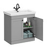 Roxbury Traditional 800mm Satin Grey Vanity Unit - Floor Standing 2 Door Unit with Matt Black Handles