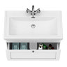 Roxbury Traditional 800mm Satin White Vanity Unit - Wall Hung Single Drawer Unit with Chrome Handle