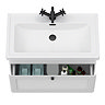 Roxbury Traditional 800mm Satin White Vanity Unit - Wall Hung Single Drawer Unit with Matt Black Handle