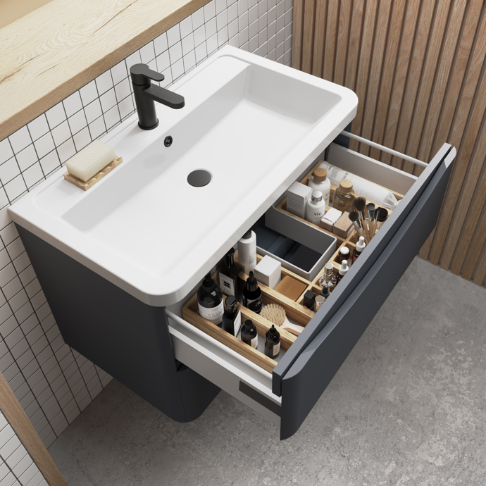 Roxbury Traditional L-Shaped Bamboo Drawer Organiser