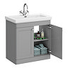 Roxbury Traditional 800mm Satin Grey Vanity Unit - Floor Standing 2 Door Unit with Chrome Handles