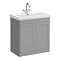 Roxbury Traditional 800mm Satin Grey Vanity Unit - Floor Standing 2 Door Unit with Chrome Handles