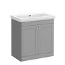 Roxbury Traditional 800mm Satin Grey Vanity Unit - Floor Standing 2 Door Unit with Chrome Handles