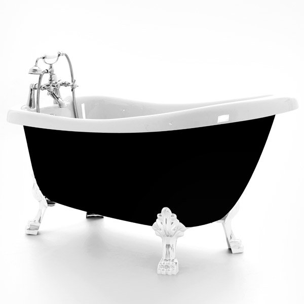 Royce Morgan Crystal 1680 Black Freestanding Bath with Waste Large Image