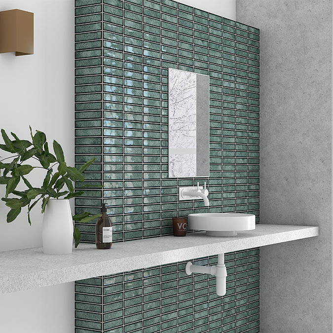 Rubin Kit-Kat Gloss Green Wall Tiles - 150 x 300mm