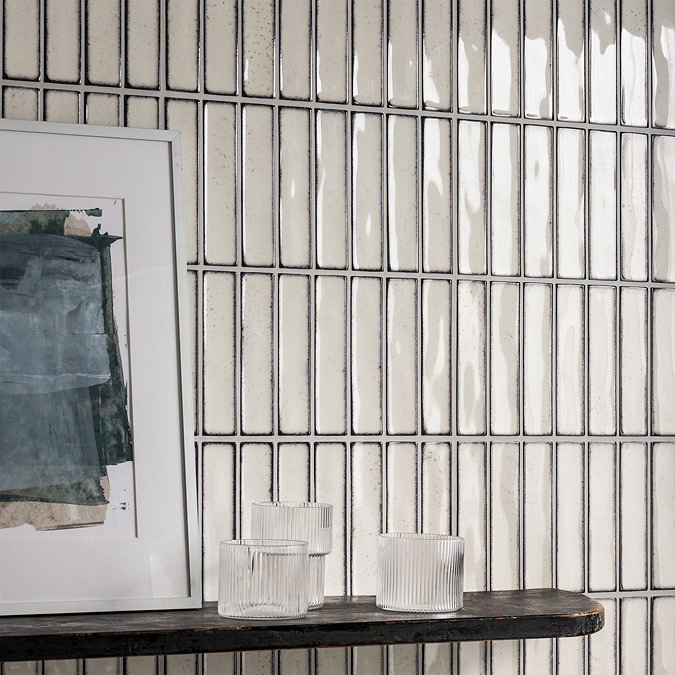 Rubin Kit-Kat Gloss White Wall Tiles - 150 x 300mm