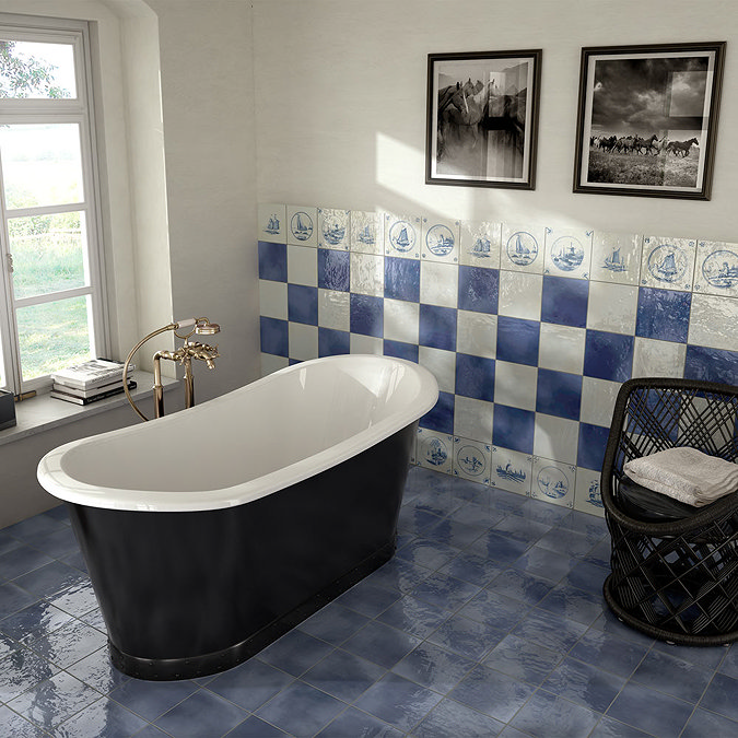 Sail Dark Blue Glazed Wall and Floor Tiles - 223 x 223mm  Profile Large Image
