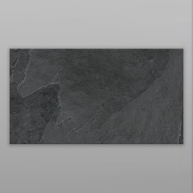 Salvo Black Stone Effect Rectified Wall and Floor Tiles - 316 x 608mm