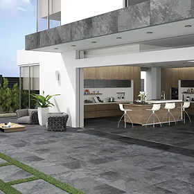 Salvo Black Stone Effect Rectified Wall and Floor Tiles - 600 x 600mm