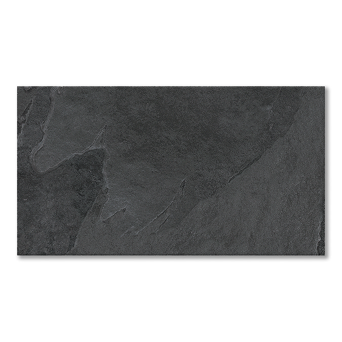 Salvo Black Stone Effect Wall and Floor Tiles - 316 x 608mm