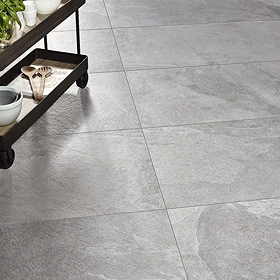 Salvo Grey Stone Effect Rectified Wall and Floor Tiles - 316 x 608mm