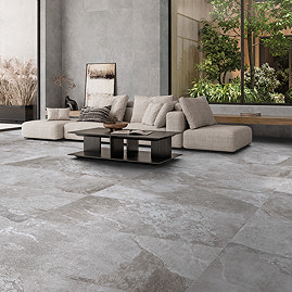 Salvo Large Format Grey Stone Effect Wall and Floor Tiles - 600 x 1200mm