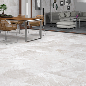 Salvo White Stone Effect Rectified Wall and Floor Tiles - 600 x 600mm