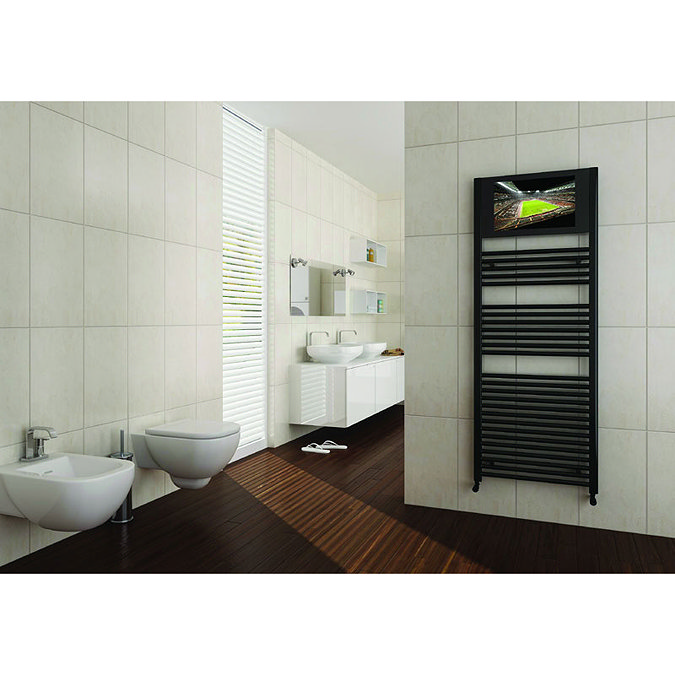 San Francisco Designer Heated Towel Rail with Integrated LCD TV Feature Large Image