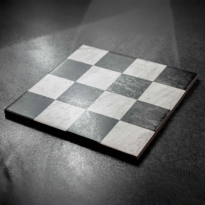 Stonehouse Studio Santori Black & White Chequered Marble Effect Wall & Floor Tiles - 223 x 223mm