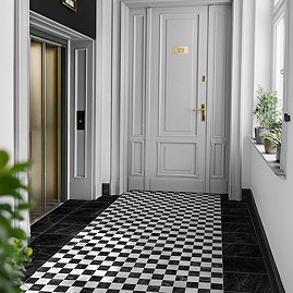 Santori Black & White Chequered Stone Effect Tiles - 223 x 223mm