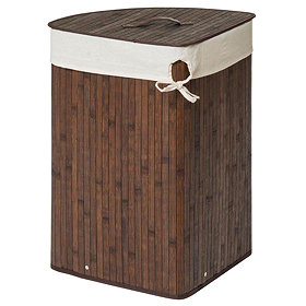 Saroma Corner Bamboo Laundry Hamper - Dark Brown Large Image