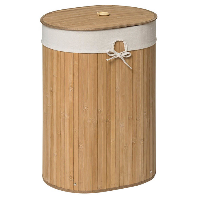 Saroma Oval Bamboo Laundry Hamper - Natural Large Image