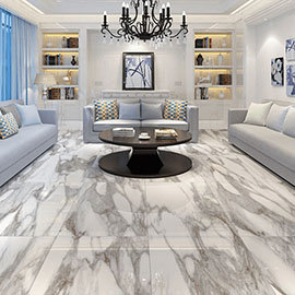 Sarzano Carrara Marble Effect Floor Tiles - 600 x 1200mm Medium Image