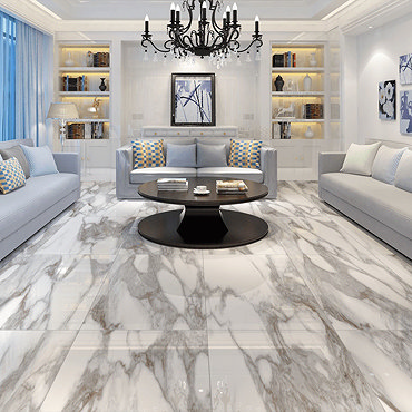 Sarzano Carrara Marble Effect Floor Tiles - 600 x 1200mm  Profile Large Image