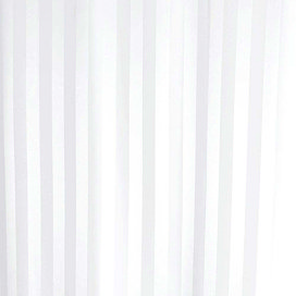 Extra Long Satin Stripe Shower Curtain W1800 x H2400mm - White - 69114 Large Image