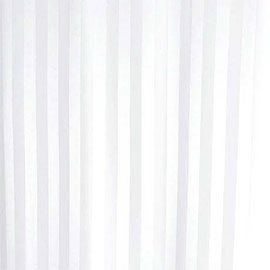 Satin Stripe Shower Curtain W1800 x H1800mm with Curtain Rings - White - 69110 Medium Image