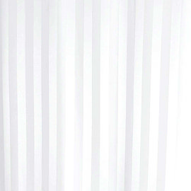 Satin Stripe Shower Curtain W1800 x H1800mm with Curtain Rings - White - 69110 Large Image