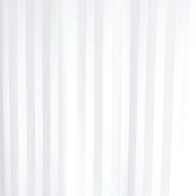 Satin Stripe Shower Curtain W1800 x H1800mm with Curtain Rings - White - 69110 Large Image