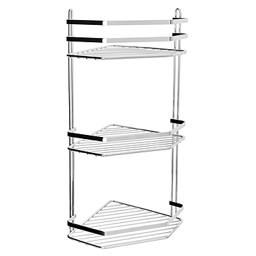 Euroshowers Bathroom Corner Basket Tidy - Triple Tier - Chrome