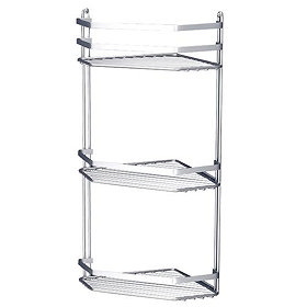 Satina Bathroom Corner Basket Tidy - Triple Tier - Chrome - 57690 Large Image