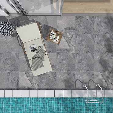 Savona Grey Outdoor Stone Effect Floor Tiles - 600 x 600mm  Profile Large Image