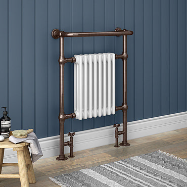 Savoy Antique Copper Traditional Heated Towel Rail Radiator  Profile Large Image