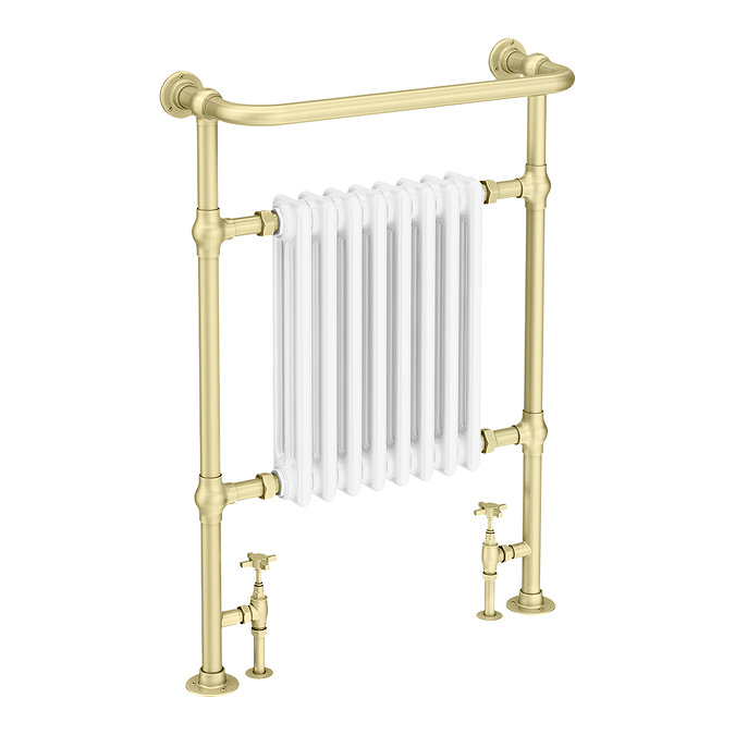 Savoy Brushed Brass Traditional Heated Towel Rail Radiator  Profile Large Image