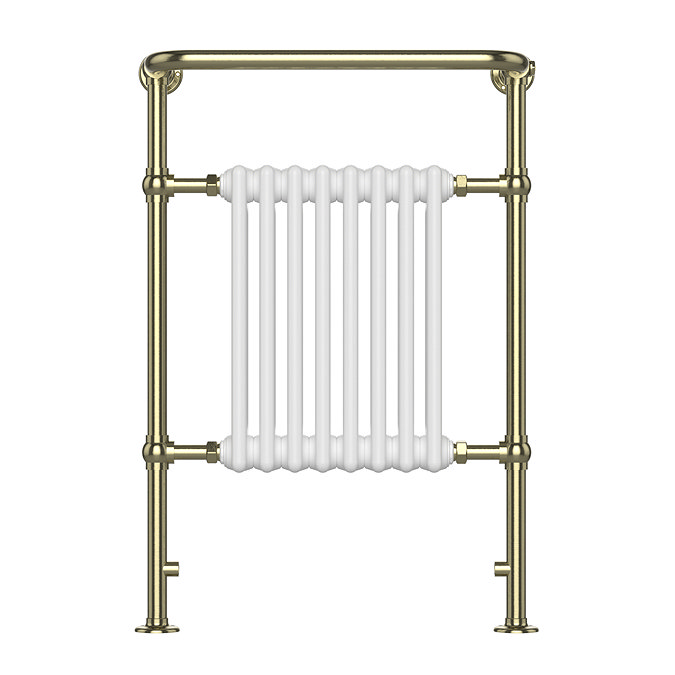 Savoy Brushed Brass Traditional Heated Towel Rail Radiator  Feature Large Image