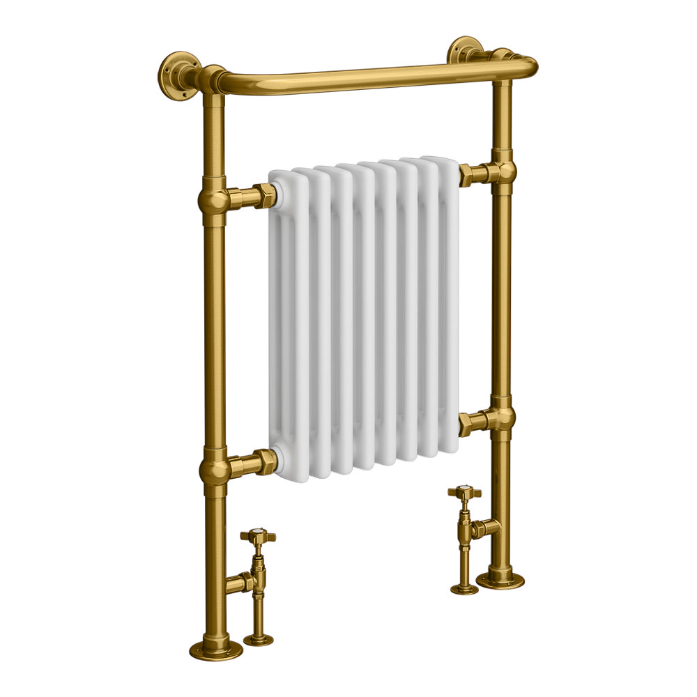 Chatsworth Savoy Brushed Gold Traditional Heated Towel Rail Radiator ...