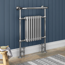 Savoy Light Grey Traditional Heated Towel Rail Radiator Medium Image