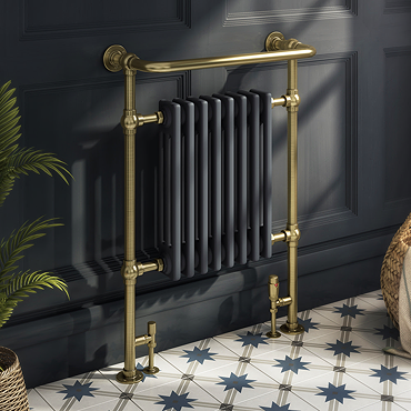 Chatsworth Savoy Traditional Heated Towel Rail Radiator (Brushed Brass & Anthracite Grey)