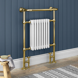 Savoy Vintage Gold Traditional Heated Towel Rail Radiator Medium Image