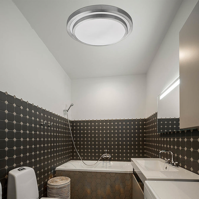 Searchlight 2 Tier White LED Flush Light with Aluminium Trim - 7402-34 Profile Large Image