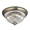 Searchlight American Diner Antique Brass Flush Fitting with Clear Ribbed Glass - 4370 Large Image