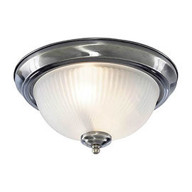 Searchlight American Diner Chrome Flush Fitting with Acid Ribbed Glass - 4042 Medium Image