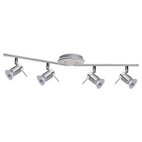 Searchlight Aries 4 Light Adjustable Bar Chrome & Satin Silver Spotlight - 7444CC-LED Large Image