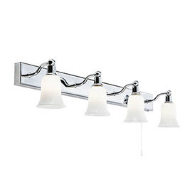 Searchlight Belvue Chrome 4 Light Wall Bar with White Glass Shades - 2934-4CC-LED Medium Image