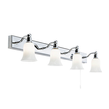 Searchlight Belvue Chrome 4 Light Wall Bar with White Glass Shades - 2934-4CC-LED  Profile Large Ima