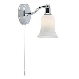 Searchlight Belvue Chrome Wall Light with White Glass Shade - 2931-1CC-LED Medium Image