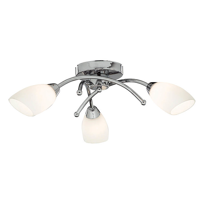 Searchlight Chrome 3 LED Light Ceiling Fitting with White Glass Shades - 4483-3CC-LED Large Image