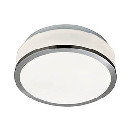 Searchlight Discs 23cm 2 Light Flush Fitting with Opal Glass Shade & Satin Silver Trim - 7039-23SS M