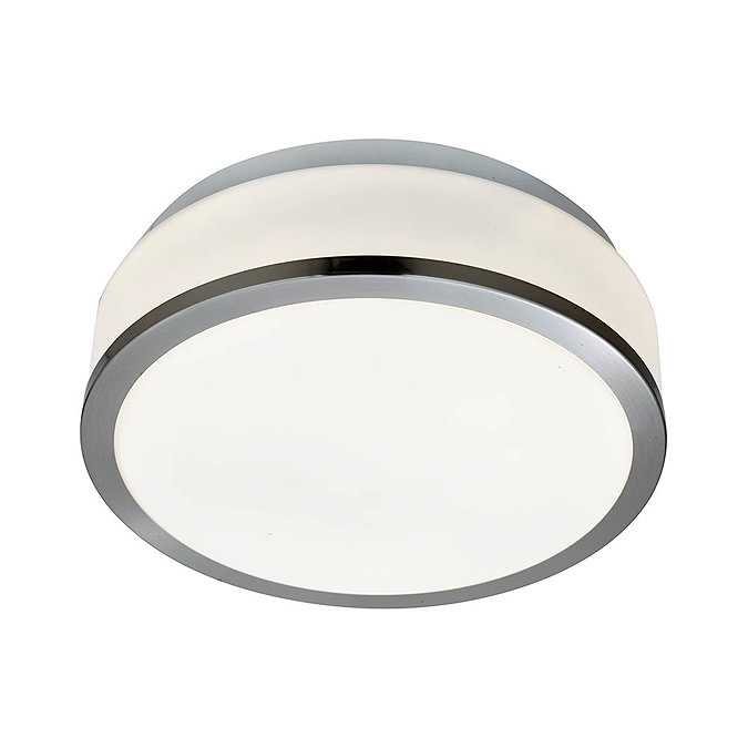 Searchlight Discs 23cm 2 Light Flush Fitting with Opal Glass Shade & Satin Silver Trim - 7039-23SS L