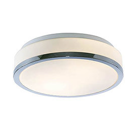 Searchlight Discs 28cm 2 Light Flush Fitting with Opal Glass Shade & Chrome Trim - 7039-28CC Medium 