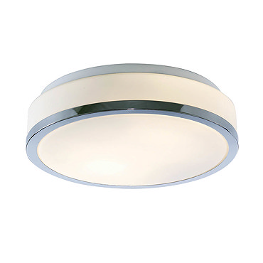 Searchlight Discs 28cm 2 Light Flush Fitting with Opal Glass Shade & Chrome Trim - 7039-28CC  Profil